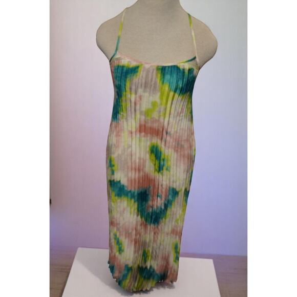 Free Press Tie Dye Pleated Midi Slip Dress – Adjustable Straps XS Festival Vibes - Picture 2 of 8